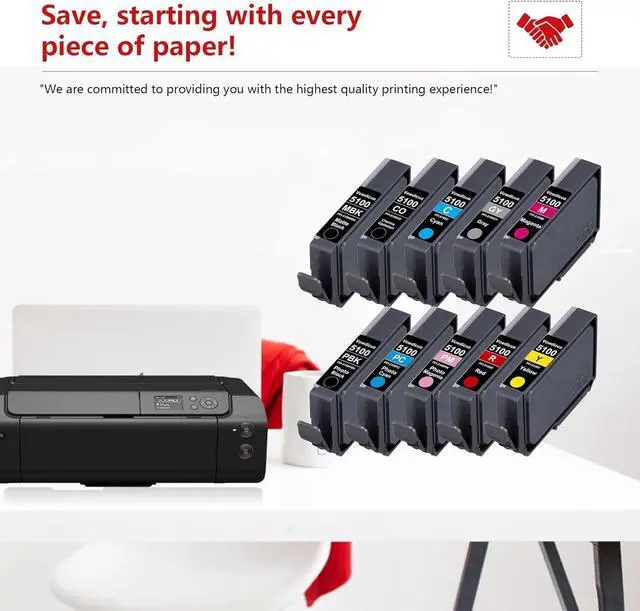 Alt view image 6 of 6 - Ennovor PFI-5100 Ink Cartridges - High Capacity Compatible for Canon imagePROGRAF PRO-310 Printer, (MBK, PBK, C, M, Y, R, GY, PC, PM, CO)-10-Pack