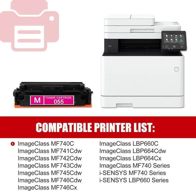 Alt view image 2 of 6 - Ennovor 1 Pack 055 3014C001 Magenta Toner Cartridge Compatible 055 Replacement for Canon 055 for Canon ImageClass MF740 LBP660C LBP664Cdw LBP664Cx MF740C MF741Cdw MF742Cdw MF743Cdw MF745Cdw Printer
