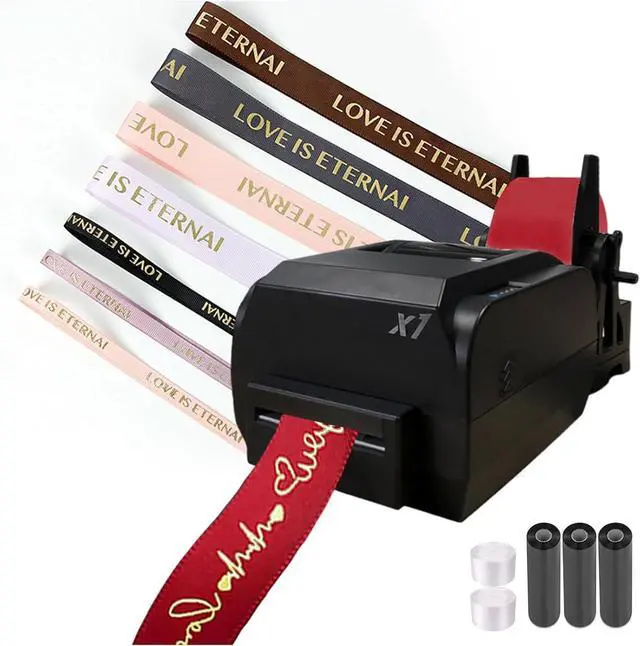 Main image of Ennovor Satin Ribbon Printing Machine with Holder,200 Dpi Digital Ribbon Printer Thermal Label Printer Foil Stamping Printing Machine, 150mm/s,Supports 50+ Languages, DIY Decorative Ribbon,SingleRow
