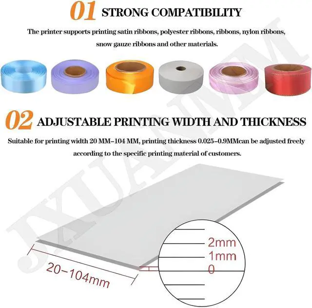 Alt view image 5 of 7 - Ennovor Satin Ribbon Printing Machine Digital Ribbon Printer, Label Printer Foil Stamping Printing Machine for Gi-ft Wrapping, Supports 50+ Languages for Christmas Party,SingleRow