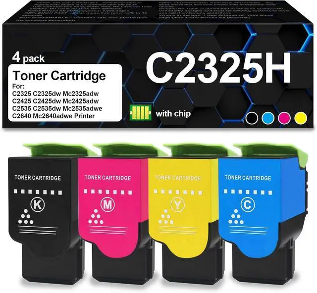 Main image of Ennovor C2325 C2325H C231H C231 Toner Cartridge with Chip Compatible with Lexmark C2325 MC2325 C2425 MC2425 MC2535 MC2640 Printer (4 Packs, Black,Yellow,Cyan,Mangent)