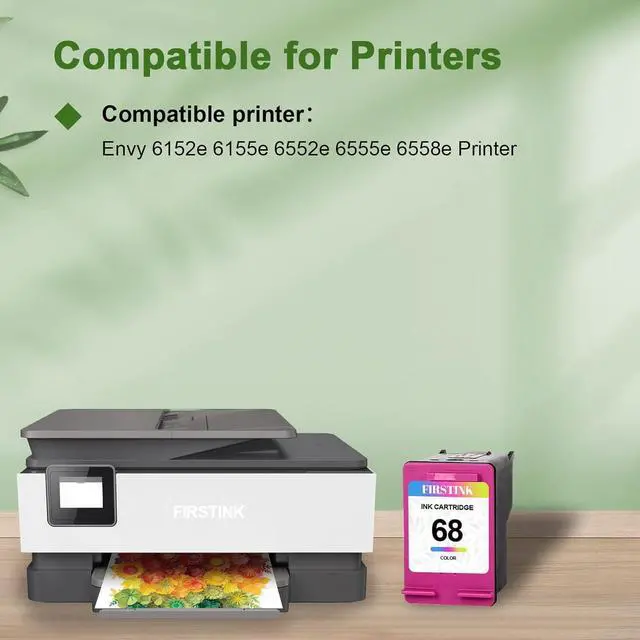 Alt view image 2 of 6 - Ennovor High Yield 68 Tri-Color Ink Cartridges 7FP20TN 68 Ink Combo Pack Compatible for Envy 6152e 6155e 6552e 6555e 6558e Printer (1 Tri-Color)
