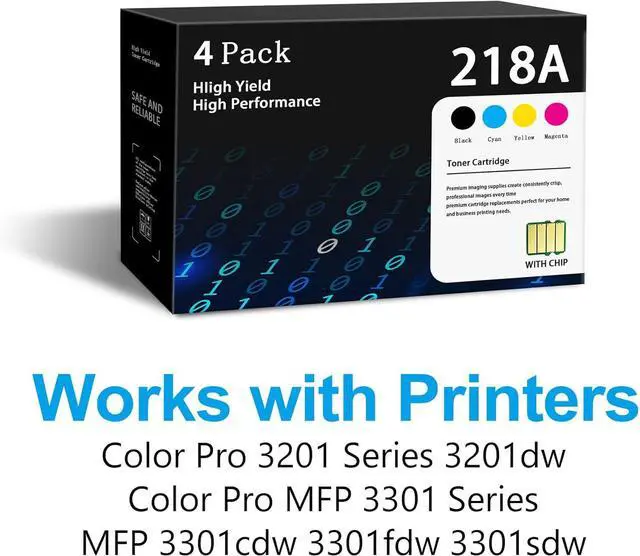 Alt view image 2 of 6 - Ennovor 218A Toner Cartridges Color Pro 3201dw Toner Replacement for HP 218A Toner Cartridges 4 Pack with Chip Works with Color Pro MFP 3301 3301fdw 3301sdw 3301cdw Printer