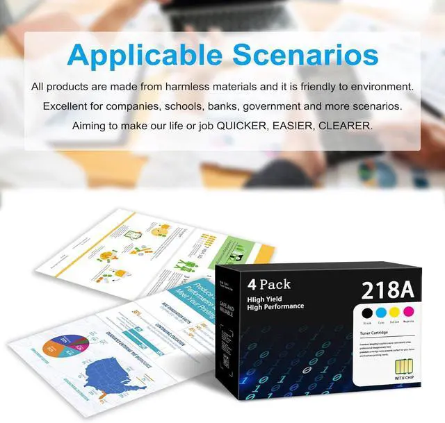 Alt view image 6 of 6 - Ennovor 218A Toner Cartridges Color Pro 3201dw Toner Replacement for HP 218A Toner Cartridges 4 Pack with Chip Works with Color Pro MFP 3301 3301fdw 3301sdw 3301cdw Printer