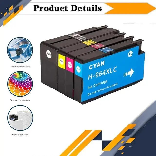 Alt view image 5 of 7 - Ennovor 964XL 964 XL Ink Cartridges Compatible for HP OfficeJet Pro 9020 9025 9010 9015 Printers 1 Set