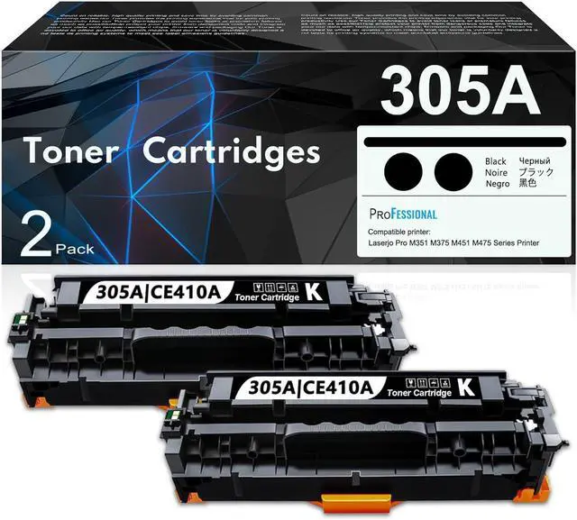 Main image of Ennovor 305A Black Toner Cartridge Replacement for HP 305A CE410A Toner 305X Toner Laser Pro 400 Color M451dn M451dw M451nw MFP M475dn M475dw; Pro 300 Color M351 MFP M375nw Printer (2-Pack)