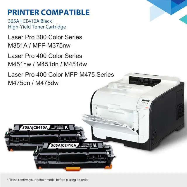 Alt view image 2 of 6 - Ennovor 305A Black Toner Cartridge Replacement for HP 305A CE410A Toner 305X Toner Laser Pro 400 Color M451dn M451dw M451nw MFP M475dn M475dw; Pro 300 Color M351 MFP M375nw Printer (2-Pack)