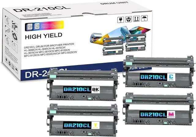 Main image of Ennovor 4-Pack BK/C/M/Y DR210CL High Yield Drum Unit, Replacement for Brother HL-3040CN HL-3045CN HL-3070CW HL-3075CW MFC-9010CN MFC-9120CN MFC-9125CN MFC-9320CN/CW MFC-9325CW Printer