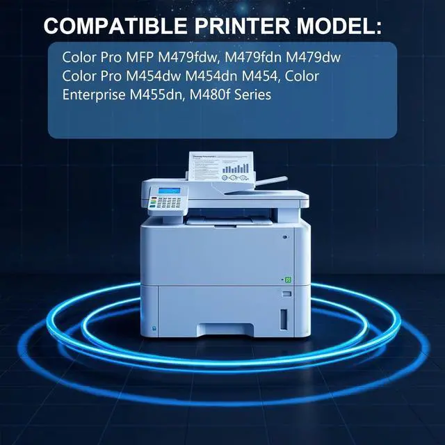 Alt view image 2 of 7 - Ennovor 414A Toner Cartridge High Yield Replacement for HP 414A 414X for M479fdw M479fdn M479dn M479dw M454dw M454dn M455dn M480f Series Printer (4-Pack, Black, Cyan, Yellow, Magenta) with Chip