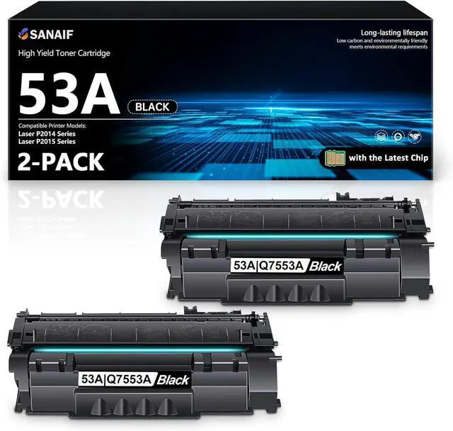 Main image of Ennovor Q7553A 53A Toner Cartridge Black with Chip 2-Pack: Compatible Replacement for HP 53A Q7553A 49A Q5949A Toner with Laser P2015 P2015d P2015dn P2015x P2014 P2014n Printer