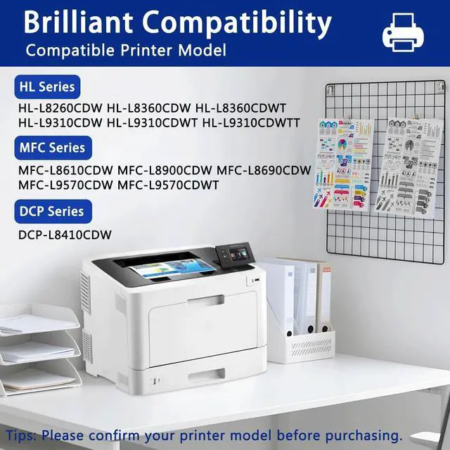 Alt view image 2 of 6 - Ennovor TN433 Compatible TN-433BK TN-433C TN-433Y TN-433M High Yield Toner Cartridge Replacement for Brother TN-433 HL-L8260CDW DCP-L8410CDW MFC-L8610CDW Toner.(1BK+1C+1Y+1M)