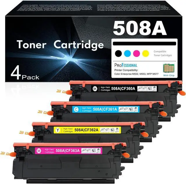 Main image of Ennovor 508A Toner Cartridge 4-Pack (with Chip) Replacement for HP 508A Toner Cartridge Set Color Laserj Enterprise M552, M553, MFP M577 Series | CF360A CF361A CF362A CF363A