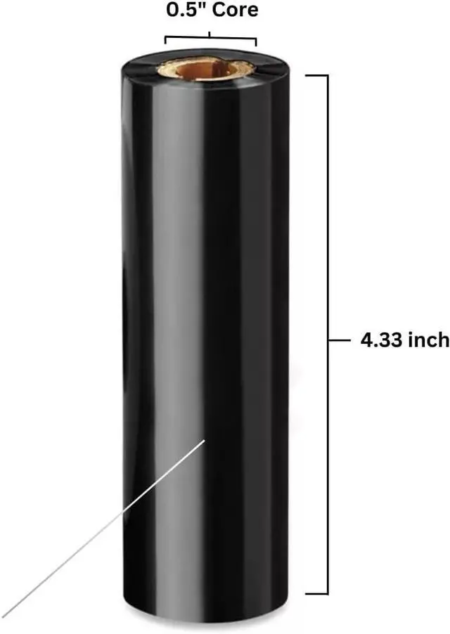 Alt view image 2 of 3 - Ennovor Zebras Thermal Transfer Ribbon, Wax 4.33 inch x 244 ft, 5319 Performance 0.5 inch Core 12 Rolls per Ctn 05319GS11007