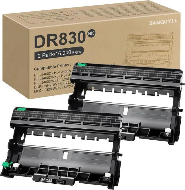 Main image of Ennovor DR830 Drum Unit Compatible for DR-830 Drum Unit Black HL-L2400D HL-L2460DW HL-L2405W HL-L2465DW HL-L2480DW DCP-L2640DW MFC-L2820DWXL MFC-L2820DW Printer(2 Pack,16,000 Pages)
