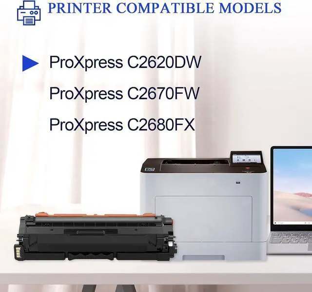 Alt view image 2 of 6 - Ennovor CLT-K505L CLT-C505L CLT-Y505L CLT-M505L Toner Cartridge 4 Pack Black Cyan Magenta Yellow Replacement for Samsung CLT-K505L 505L for ProXpress C2620DW C2670FW C2680FX Printer Toner