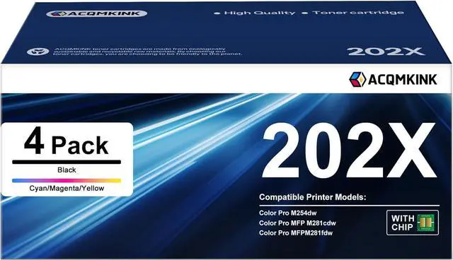 Alt view image 6 of 6 - Ennovor 202X Toner Cartridges 4 Pack High Yield Replacement for HP 202X CF500X CF501X CF502X CF503X Color Pro M254; MFP M281 Series Printer (1Black/1Cyan/1Yellow/1Magenta)