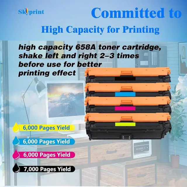 Alt view image 3 of 5 - Ennovor 658 658A Toner Cartridges Compatible with HP 658A W2000A W2001A W2002A W2003A Use for HP Enterprise M751 M751dn M751n Printer(4-Pack Black Cyan Magenta Yellow)