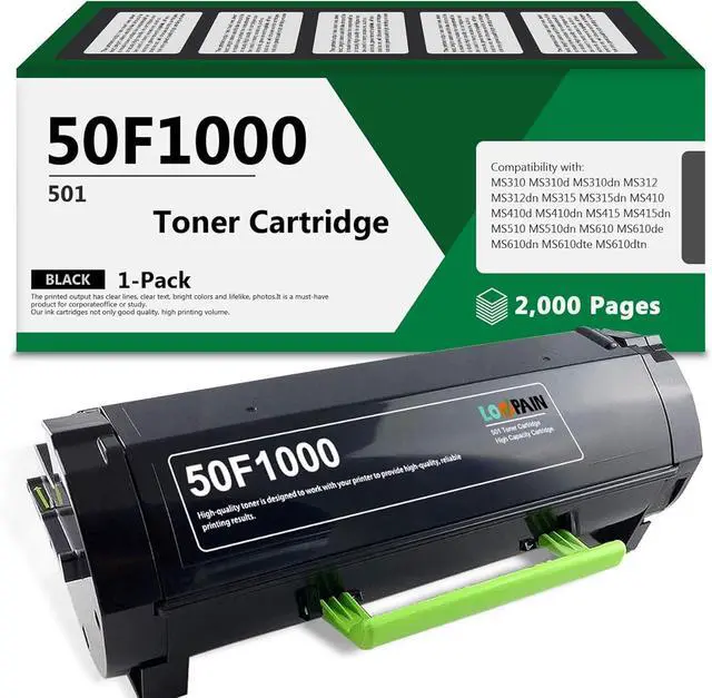Main image of Ennovor 50F1000 Black Toner Cartridge - Lvan Compatible 501 50F1000 Toner Cartridge Replacement for Lexmark MS310dn MS312 MS410dn MS510dn MS610dn MS312dn MS315dn MS415dn Printer