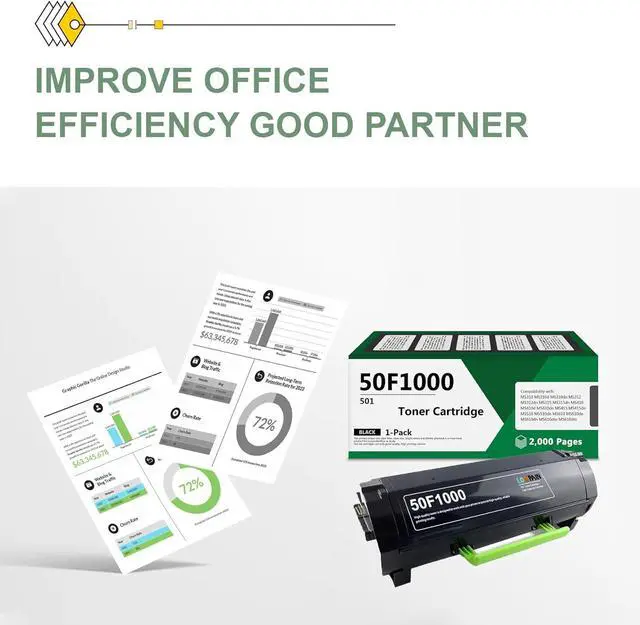 Alt view image 7 of 7 - Ennovor 50F1000 Black Toner Cartridge - Lvan Compatible 501 50F1000 Toner Cartridge Replacement for Lexmark MS310dn MS312 MS410dn MS510dn MS610dn MS312dn MS315dn MS415dn Printer