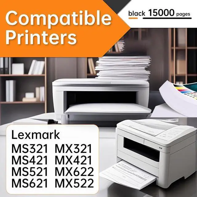 Alt view image 2 of 7 - Ennovor 56F1H00 High Yield Toner Cartridge - 15000 Pages (with Chip) Compatible with Lexmark 56F1H00 56F1000 Work for Lexmark MS321 MS421 MS521 MS621 MS622 MX321 MX421 MX521 MX522 MX622 Printer(Black)