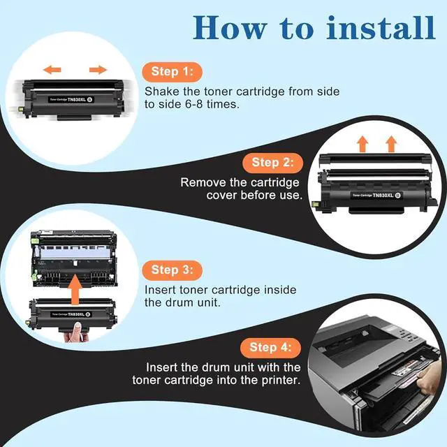 Alt view image 5 of 7 - Ennovor TN830XL TN830 High Yield Toner Cartridge Compatible for Brother TN830XL TN830 Toner Cartridge use with HL-L2460DW DCP-L2640DW MFC-L2820DW HL-L2480DW HL-L2400D Printer, 2 Pack Black