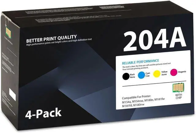 Main image of Ennovor 204A Toner Cartridges 4-Pack Replacement for HP 204A CF510A CF511A CF512A CF513A for Color Pro MFP M180n M180nw M181fw M181fd, Color Pro M154nw M154a Printer (with Chip)