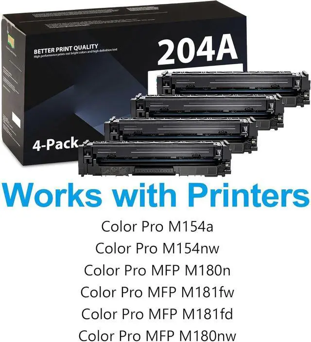 Alt view image 2 of 6 - Ennovor 204A Toner Cartridges 4-Pack Replacement for HP 204A CF510A CF511A CF512A CF513A for Color Pro MFP M180n M180nw M181fw M181fd, Color Pro M154nw M154a Printer (with Chip)