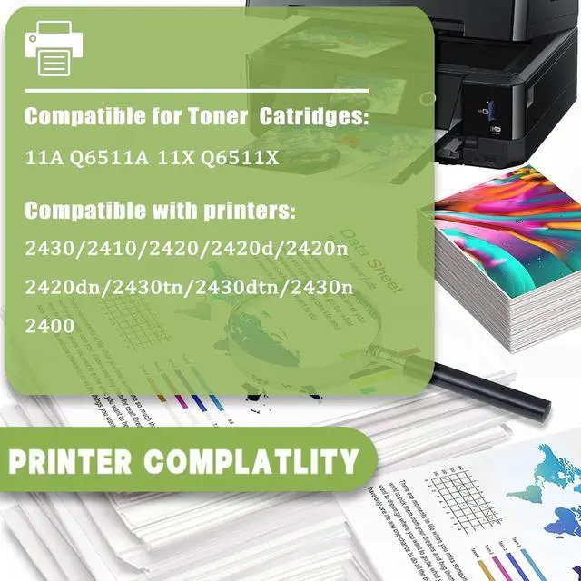 Alt view image 2 of 7 - Ennovor 11A Toner Cartridge Compatible for HP 11A Q6511A 11X Q6511X Toner Cartridges Work for HP Laserjet 2430 2410 2420 2420d 2420n 2420dn 2430tn 2430dtn 2430n 2400 Printers