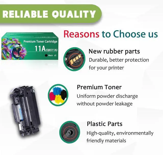 Alt view image 4 of 7 - Ennovor 11A Toner Cartridge Compatible for HP 11A Q6511A 11X Q6511X Toner Cartridges Work for HP Laserjet 2430 2410 2420 2420d 2420n 2420dn 2430tn 2430dtn 2430n 2400 Printers