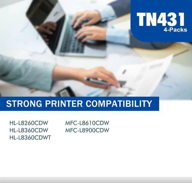 Alt view image 3 of 6 - Ennovor TN431 TN-431 Toner TN433 TN-433 Compatible for Brother TN-431BK TN-431C TN-431M TN-431Y High Yield Cartridges MFC-L8900Cdw HL-L8260CDW HL-L8360CDW MFC-L8610CDW HL-L8360CDWT Printer Ink4-Pack