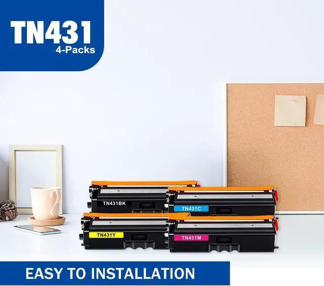 Alt view image 6 of 6 - Ennovor TN431 TN-431 Toner TN433 TN-433 Compatible for Brother TN-431BK TN-431C TN-431M TN-431Y High Yield Cartridges MFC-L8900Cdw HL-L8260CDW HL-L8360CDW MFC-L8610CDW HL-L8360CDWT Printer Ink4-Pack