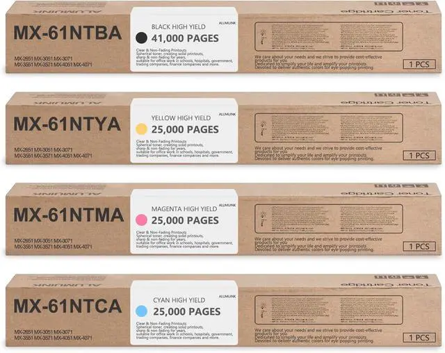 Main image of Ennovor MX61NT MX-61NT Toner Cartridge (BK/C/M/Y, 4-Pack) MX-61NTBA MX-61NTCA MX-61NTMA MX-61NTYA Toner Replacement for Sharp MX61NT MX-2651 MX-3051 MX-3071 MX-3551 MX-3571 MX-4051 MX-4071 Printer