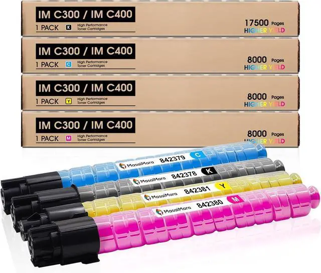 Main image of Ennovor MasaiMara IM C300 IM C300F IM C400 IM C400F IM C400Sf High Capacity Compatible Toner Cartridges Replacement for Ricoh Printer (842378 Black, 842379 Cyan, 842380 Magenta, 842381 Yellow, 4-Pack)