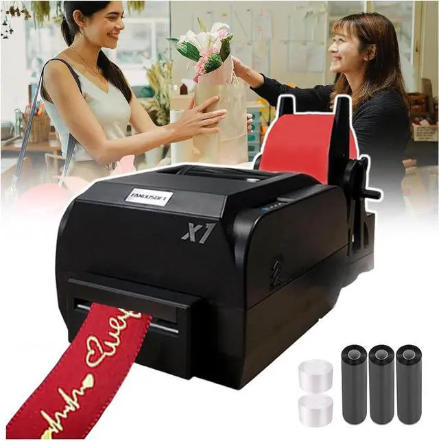 Main image of Ennovor Satin Ribbon Printing Machine Digital Ribbon Printer, Label Printer Foil Stamping Printing Machine for Gi-ft Wrapping, Supports 50+ Languages for Christmas Party,SingleRow