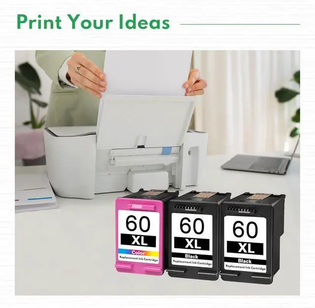 Alt view image 7 of 7 - 60XL Ink Cartridge Combo Pack (3 Pack, 2Black/1Tricolor) -LOMENTI Compatible 60XL Ink Cartridge for Deskjet F4480 F4580 D2530 photoSmart C4795 D110 Printer