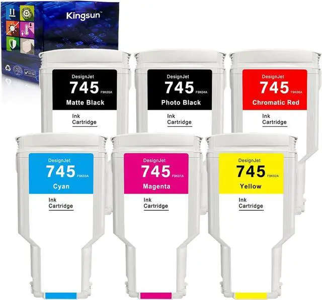 Main image of Ennovor 745 Ink Cartridge Set 300ML HP 745 F9K06A F9K05A F9K04A F9K03A F9K02A F9K01A Compatible for Designjet Z2600 Z5600 Postscript Printers (6-Pack)