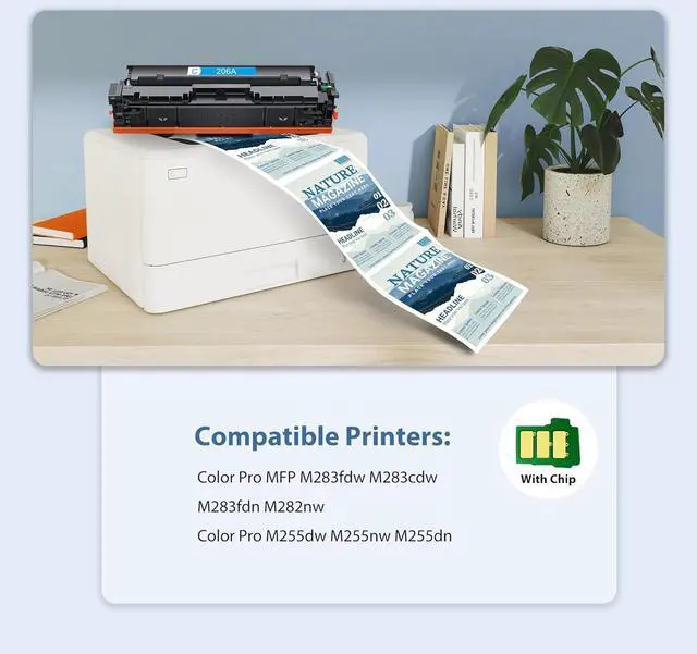 Alt view image 2 of 7 - Ennovor 206A Toner Cartridges 4 Pack M283fdw M283cdw Toner Compatible for HP 206A 206X Set for HP Color Laserjet Pro M255dw M255nw MFP M283fdw M283cdw M282nw M283fdn Printer(Black/Cyan/Yellow/Magenta)