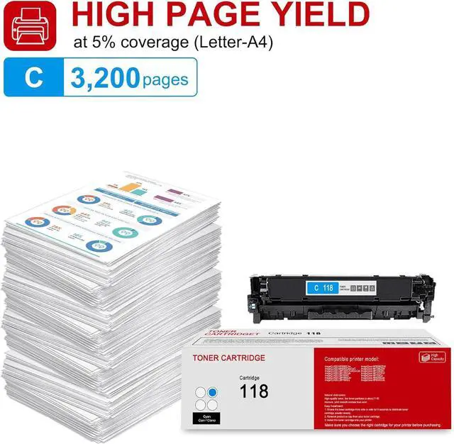 Alt view image 3 of 6 - 1 Pack 118 2661B001 Cyan Remanufactured Toner Cartridge: Compatible CRG 118 2661B001 Replacement for Canon Color imageCLASS MF8380Cdw LBP7210Cdn LBP7600C MF8580CDW MF726CDW Printer