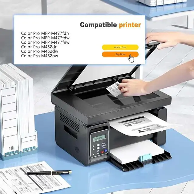 Alt view image 2 of 6 - 4 Pack 410A BK/C/M/Y Toner Cartridge, Replacement for HP 410A / CF411A CF412A CF413A CF410A Color Pro MFP M477fdn Color Pro MFP M477fdw Color Pro MFP M477fnw Color Pro M452dn Printer