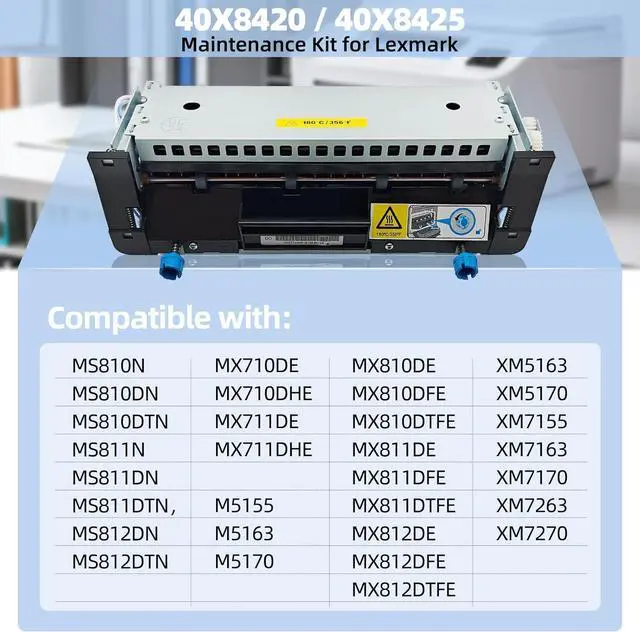 Alt view image 2 of 7 - Ennovor 40X8420(40X8425) Fuser Maintenance Kit Compatible with Lexmark MS810n / MS811 / MS812 / MX710 / MX711 / MX810 / MX811 / MX812 Laser Printers Includes 40X7743 Fuser (110V)