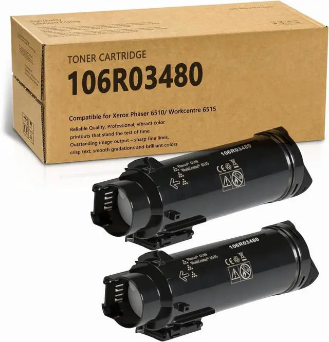 Main image of Ennovor 106R03480 High-Capacity Toner Compatible for Xerox Phaser 6510/ Workcentre 6515, 5,500 Page-Yield, Black - 2 Pack
