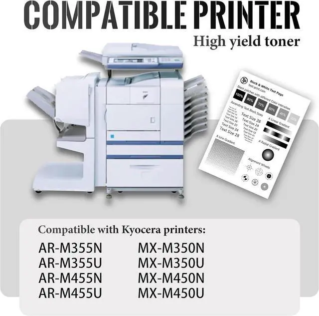 Alt view image 2 of 6 - Ennovor 1 Pack AR-455NT Black Toner Cartridge AR-455NT High Yield 36,000 Pages Compatible Sharp AR-M355N AR-M355U AR-M455N AR-M455U MX-M350N MX-M350U MX-M450N MX-M450U Printer
