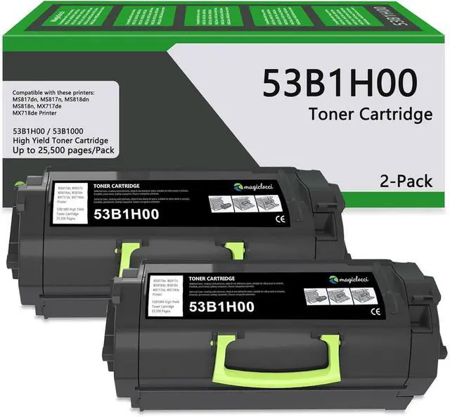 Main image of Ennovor 53B1H00 High Yield Toner Cartridge (2-Black) Replacement for Lexmark 53B1H00 / 53B0HA0 Toner Cartridge for MS817dn, MS817n, MS818dn, MS818n, MX717de, MX718de Printer [25,500 Pages/Pack]