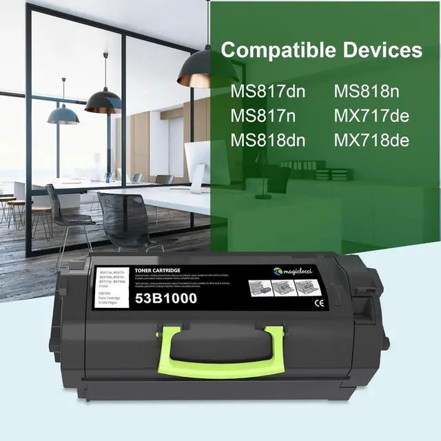 Alt view image 2 of 6 - Ennovor 53B1H00 High Yield Toner Cartridge (2-Black) Replacement for Lexmark 53B1H00 / 53B0HA0 Toner Cartridge for MS817dn, MS817n, MS818dn, MS818n, MX717de, MX718de Printer [25,500 Pages/Pack]