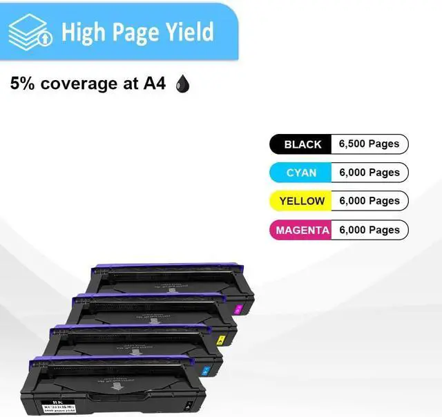 Alt view image 3 of 6 - Ennovor Compatible Toner Cartridge 4 Color Set Replacement for Ricoh SP C252HA High Yield 6500 Pages BK& 6000 Pages CMY for sp c252dn c252sf c262dnw c262sfnw C252HA (4-Pack BK/C/M/Y)