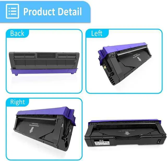 Alt view image 4 of 6 - Ennovor Compatible Toner Cartridge 4 Color Set Replacement for Ricoh SP C252HA High Yield 6500 Pages BK& 6000 Pages CMY for sp c252dn c252sf c262dnw c262sfnw C252HA (4-Pack BK/C/M/Y)