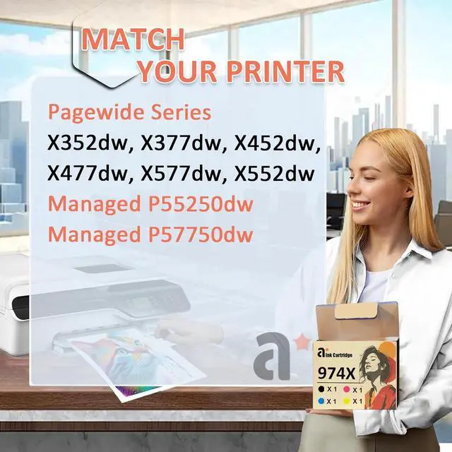 Alt view image 2 of 7 - Ennovor 974X Ink Cartridges Replacement for HP 974X 974 Ink Cartridges Compatible for HP Pagewide X352dw X377dw X452dw X477dw X577dw X552dw Managed P55250dw Printers, 1 Black