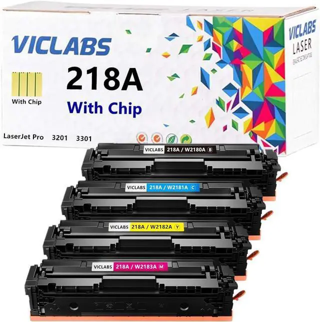 Main image of Ennovor (With Chip)218A W2180A Toner replacement for HP 218A W2180A W2181A W2182A W2183A Toner cartridges for use in HP Color LaserJet Pro 3201 3201dw 3301 3301fdw 3301cdw 3301sdw Printers ( 4 Color )