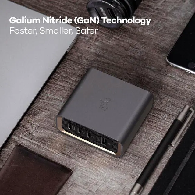 Alt view image 4 of 7 - 360 Electrical Laptop Charger, Profile 160W USB-C Charger, 4-Port Multi-Device Fast Charging, Advanced GaN Power Adapter, ChargeSense 2, for MacBook, Surface, iPhone, Galaxy, Pixel, and More