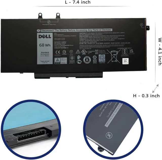 Alt view image 3 of 6 - Dell 4GVMP Battery for DELL Precision 3540 3550 DELL Latitude 5400 E5400 5500 E5500 Inspiron 7590 7591 7791 2n1 Series P84F P84F001 P42E P42E001 P98G001 1V1XF R8D7N RF7WM 0RF7WM 9JRYT 09JRYT 0C5GV2